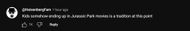 A screenshot of a comment on the new trailer (Image via YouTube)